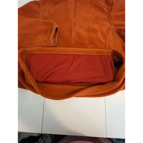 LL Bean Pumpkin Orange Fleece Quarter Zip Pullover Hand Warmer Pocket Sz Medium - Picture 5 of 10
